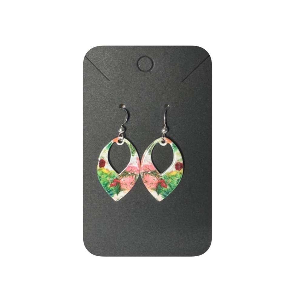 5/$25 😻 Floral Patterned Enamel Drop Earrings